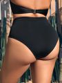 SHEIN Leisure Plus Size Solid Color Pleated Swimsuit Bottoms