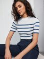 SHEIN BIZwear Women'S Striped Short Sleeve T-Shirt