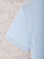 1pc Teen Boy Texture Fabric Round Neck Short Sleeve T-Shirt, Spring/Summer Casual Top