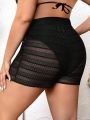 SHEIN Swim BohoFeel Plus Size 1pc Tie Waist Sheer Cover Up Shorts