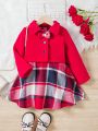 Girls' (Little) Plaid Dress And Jacket 2pcs/Set