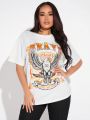 SHEIN SXY Women's Eagle & Letter Print T-Shirt