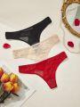 Valentine's Day Lace Thong Underwear Set, Pack Of 3