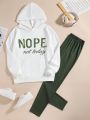 Teen Girls' Hooded Casual 2pcs/Set With Letter Print