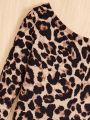 SHEIN Kids SUNSHNE Tween Girl Leopard Print One Shoulder Dress