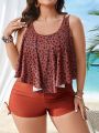 SHEIN Swim Classy Plus Size Women'S All Over Print Tank Top Bikini