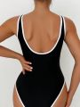 SHEIN Swim Chicsea Women's One Piece Swimsuit With Edge Trim