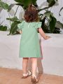 SHEIN Baby Girl's Dress With Small Angel Sleeves, Elegant Style