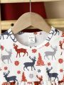 Baby Girl Christmas Elk & Tree Print Dress