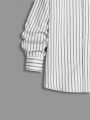 SHEIN Kids EVRYDAY Teenage Boys' Loose Fit Casual Stripe Woven Shirt And Denim-Look Pants 2pcs/Set