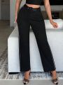 SHEIN SXY Womens' High Waist Contrast Bordered Long Pants