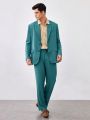 Manfinity Homme Men's Pure Color Woven Casual Suit Two-piece Set