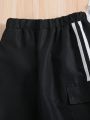 SHEIN Kids HYPEME Big Girls' Striped Side Workwear Pants