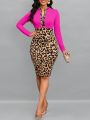 SHEIN Lady Women's Leopard Print Bodycon Dress