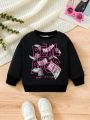 SHEIN Baby Girl Letter Graphic Sweatshirt