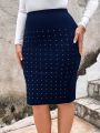 SHEIN LUNE Plus Rhinestone Pencil Skirt