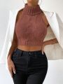 SHEIN Essnce 1pc Turtleneck Cable Knit Top