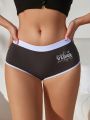 SHEIN 3pcs Letter Print Color Block Edge Trim Boxer Briefs