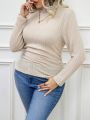 SHEIN Frenchy Plus Size High Neck Long Sleeve T-shirt