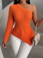 SHEIN SXY Off Shoulder Sweater With Asymmetric Hem