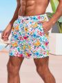 SHEIN Men'S Floral Print Beach Shorts With Diagonal Pockets