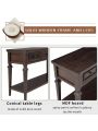 Classic Retro Style Console Table with Three Top Drawers and Open Style Bottom Shelf, Easy Assembly