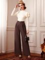 SHEIN DECDS Women's Wide Leg Pants With Pockets