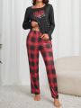 Women's Heart Print Long Sleeve Pajama Set