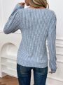 Guipure Lace Insert Lantern Sleeve Sweatshirt