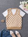 Girls (Large) Checkerboard Sweater Vest