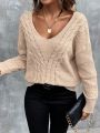 SHEIN Essnce Cable Knit Drop Shoulder Sweater