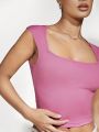 SHEIN BASICS Women'S Solid Color Vest Top