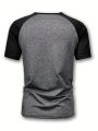 Men'S Contrast Color Button Half-Placket Short Sleeve T-Shirt With Shoulder Insertion