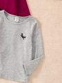 SHEIN 3pcs/Set Toddler Boys' Casual Comfortable Bird Printed Round Neck Pullover Long Sleeve T-Shirt For Spring And Autumn