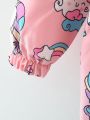 Fall Baby Girls' Unicorn Printed Hooded Long Sleeve Jacket