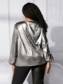 SHEIN CURVE+ Plus Size V-neck Long Sleeve Shirt