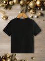 SHEIN Young Boys' Casual 2024 New Year Cartoon Short Sleeve Round Neck T-Shirt Suitable For Summer