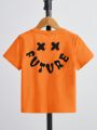 SHEIN Boys' Casual Street Style Letter Printed Short Sleeve T-Shirt