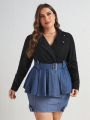 Sylvia Mollie Plus Two Tone Peplum Hem Jacket