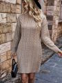 SHEIN Frenchy Batwing Sleeve Twist Knit Sweater Dress