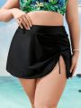 SHEIN Swim SPRTY Plus Size High Waisted Drawstring Detail Swimwear Bottom