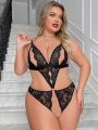 Classic Sexy Plus Size Women's Sexy Lace Hollow-Out Bodysuit