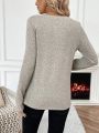 SHEIN LUNE Button Half Placket Long Sleeve T-shirt