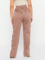 SHEIN SXY Brown Knit Drawstring Detail Jogger Pants