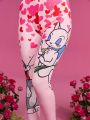 TOM & JERRY X SHEIN Cartoon Heart Print Leggings