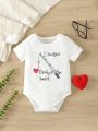 Infant White Round Neck Printed Romper