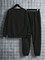 SHEIN Tween Boys Casual Card Spider Web Printed Sweatshirt And Sweatpants Two-Piece Set Suitable For Autumn And Winter