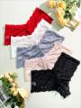 Plus Size 5pcs Transparent Lace Panties