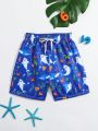 Boys' Cartoon Printed Swim Trunks