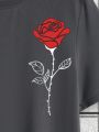 Men'S Rose & Slogan Print T-Shirt